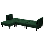 Canapé sectionnel réversible 3 places en velours 106,7 avec fonction couchage, dossier réglable, méridienne et 2 oreillers