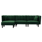 Canapé sectionnel réversible 3 places en velours 106,7 avec fonction couchage, dossier réglable, méridienne et 2 oreillers