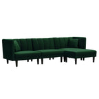 Canapé sectionnel réversible 3 places en velours 106,7 avec fonction couchage, dossier réglable, méridienne et 2 oreillers