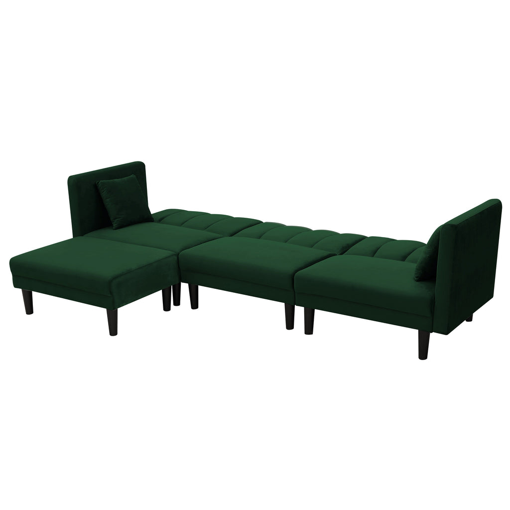 Canapé sectionnel réversible 3 places en velours de 106,7 po avec canapé-lit et méridienne