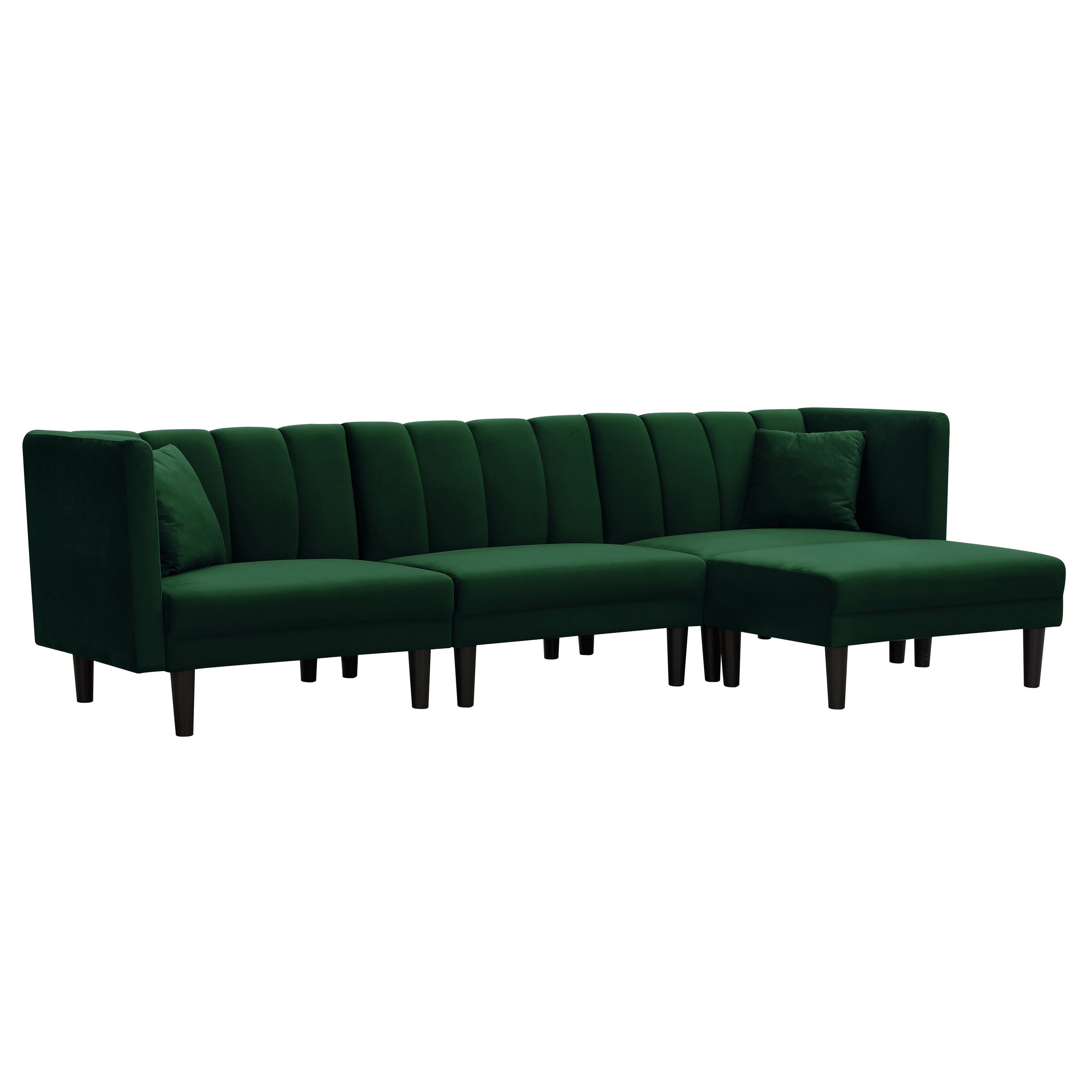 Canapé sectionnel réversible 3 places en velours de 106,7 po avec canapé-lit et méridienne