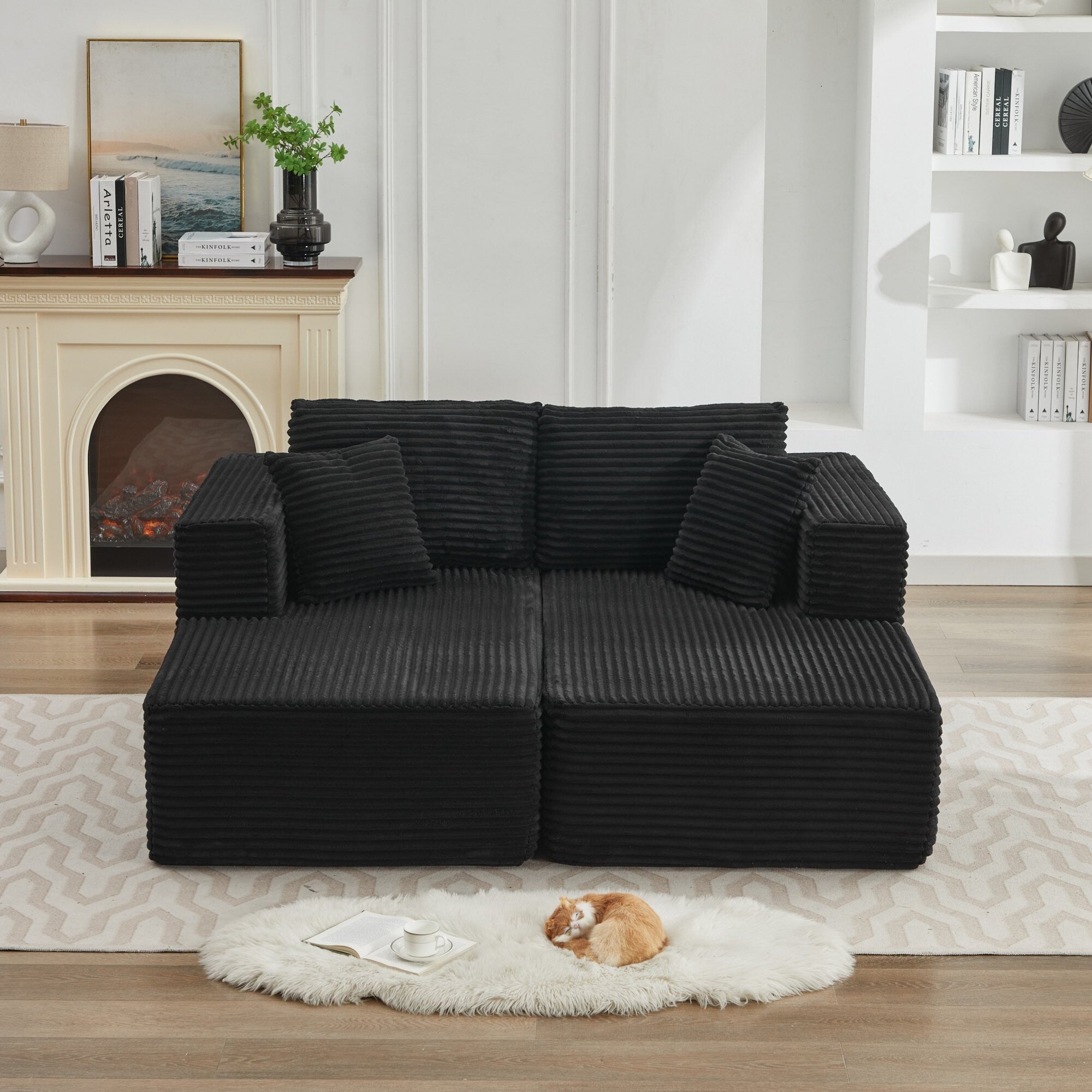 Canapé sectionnel Cloud 106, double chaise longue, canapé modulaire moderne à assise profonde pour salon, aucun assemblage requis