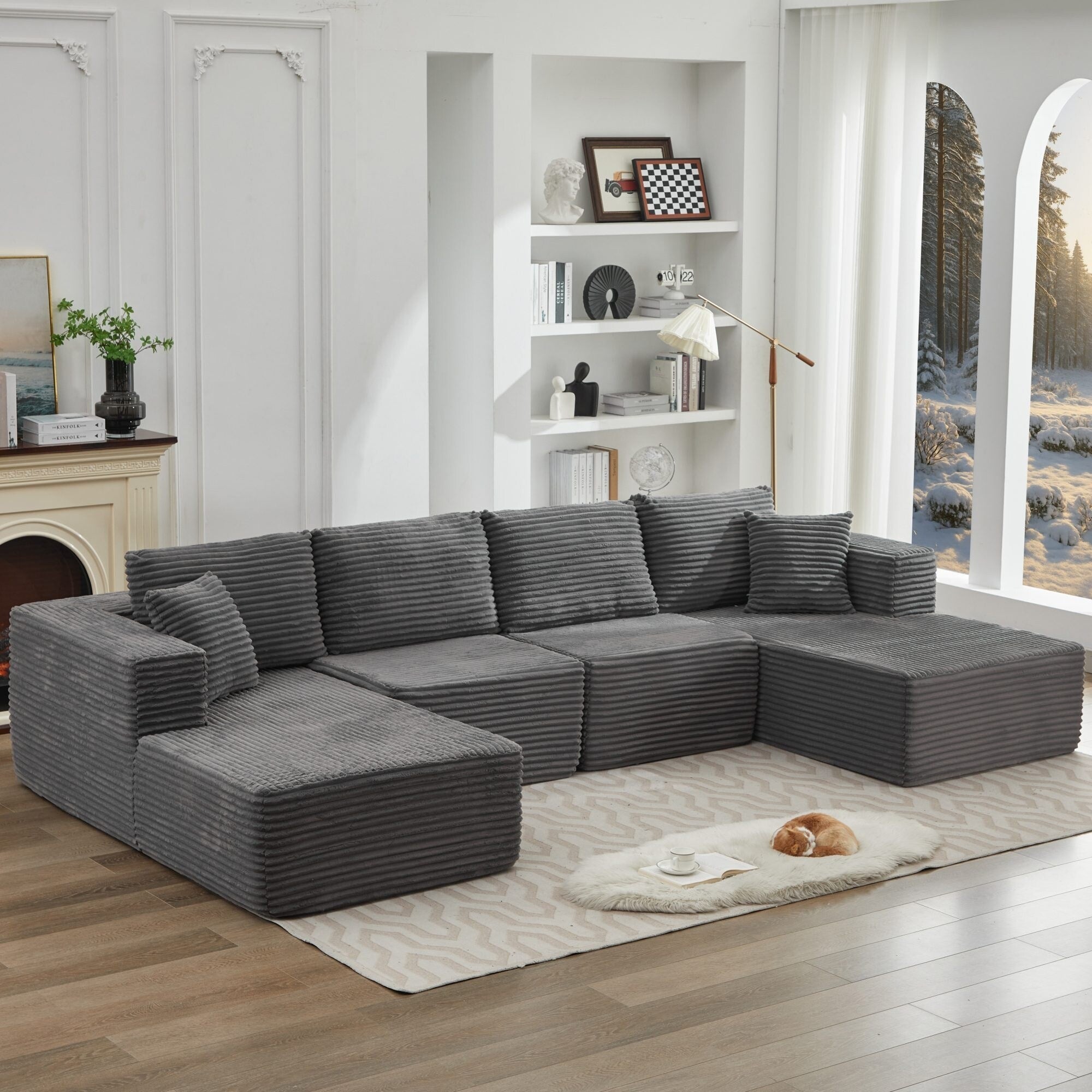 Canapé sectionnel Cloud 106, double chaise longue, canapé modulaire moderne à assise profonde pour salon, aucun assemblage requis