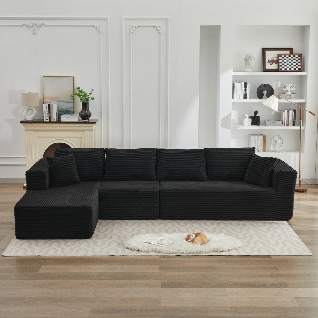 Canapé sectionnel Cloud 106 en forme de L avec méridienne orientée vers la gauche, canapé modulaire moderne à assise profonde pour salon, aucun assemblage requis