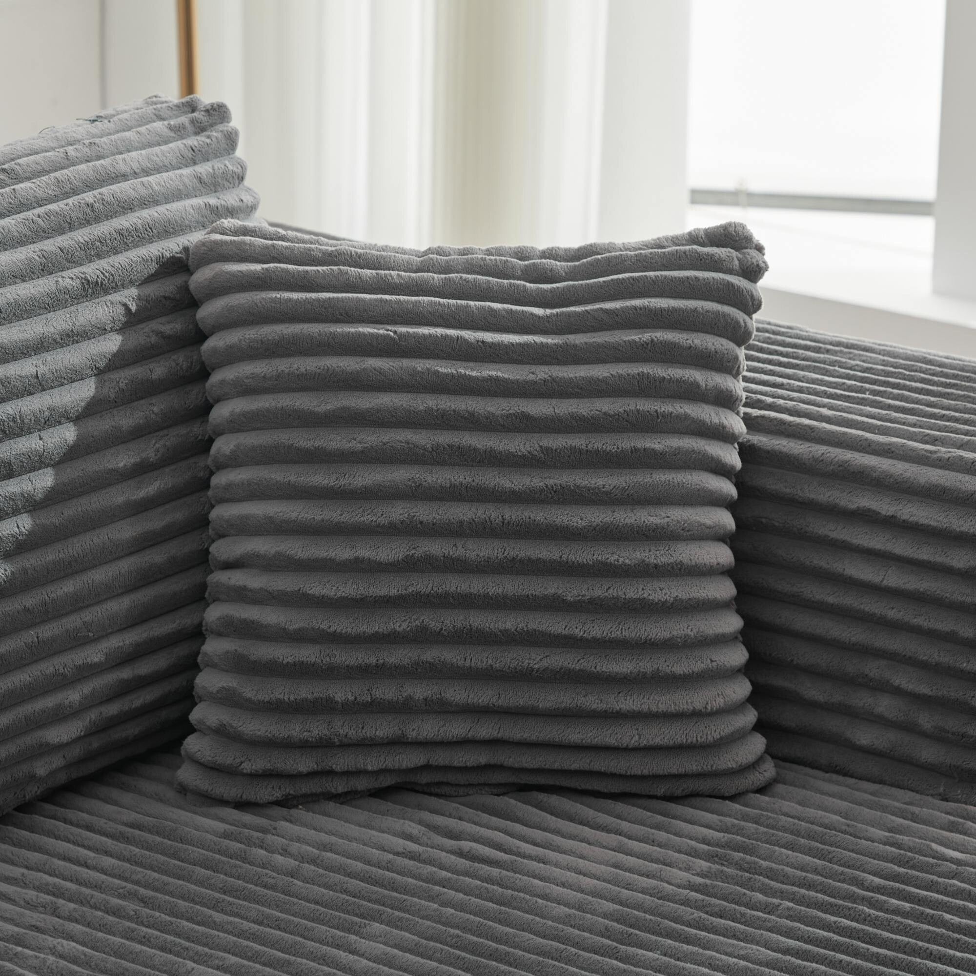 Canapé sectionnel Cloud 106 en forme de L avec méridienne orientée vers la gauche, canapé modulaire moderne à assise profonde pour salon, aucun assemblage requis