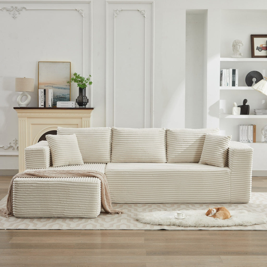 Canapé sectionnel Cloud 106 en forme de L avec méridienne orientée vers la gauche, canapé modulaire moderne à assise profonde pour salon, aucun assemblage requis