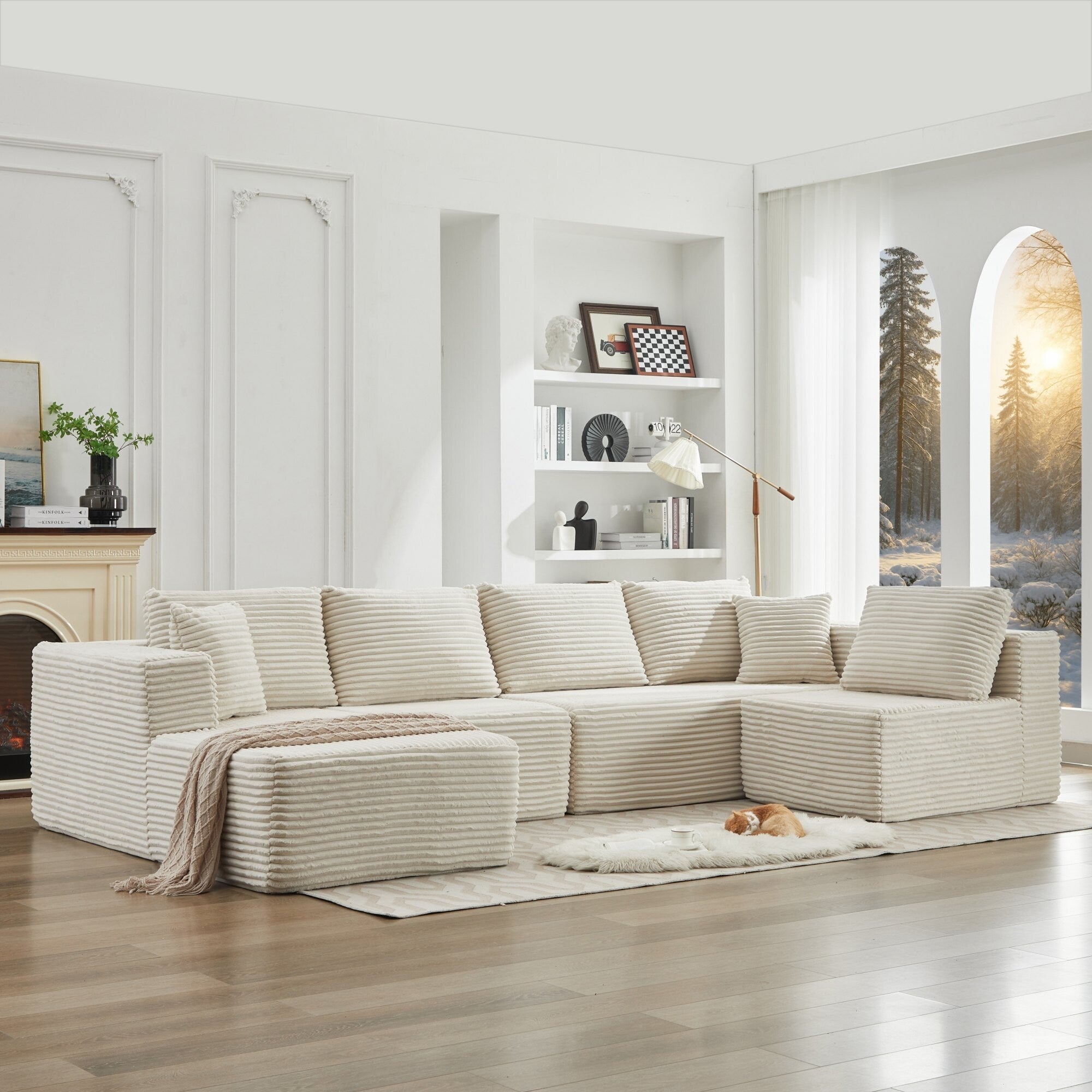 Canapé sectionnel Cloud 106 en forme de L avec méridienne orientée vers la gauche, canapé modulaire moderne à assise profonde pour salon, aucun assemblage requis
