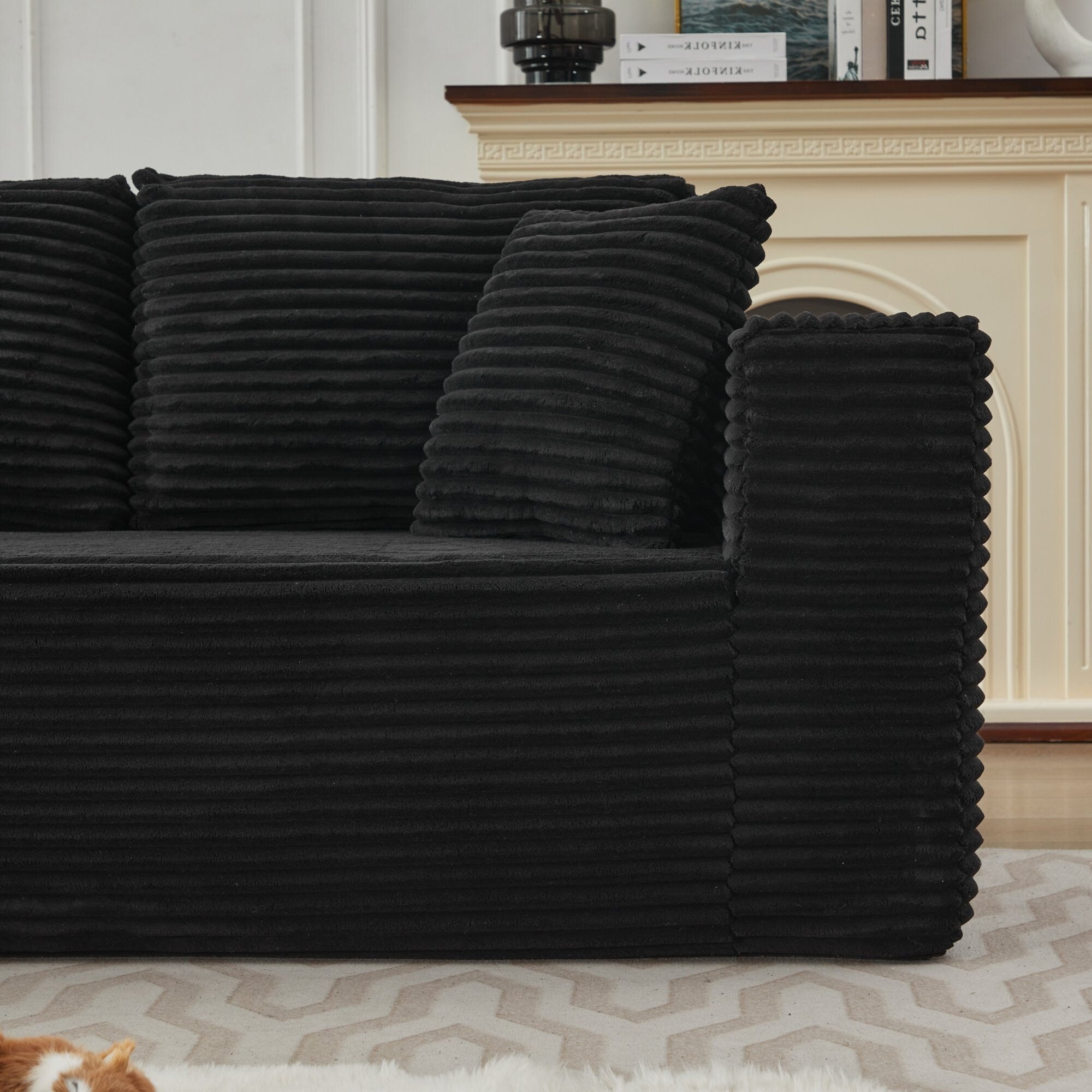 Canapé sectionnel Cloud 106 en forme de L avec méridienne orientée vers la gauche, canapé modulaire moderne à assise profonde pour salon, aucun assemblage requis