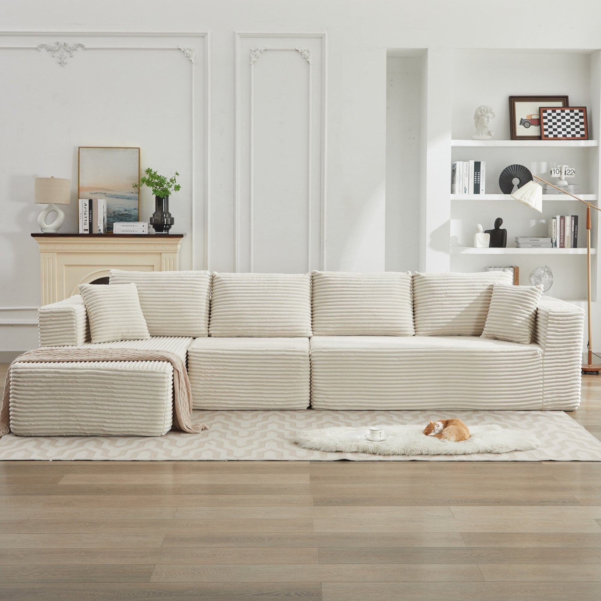 Canapé sectionnel Cloud 106 en forme de L avec méridienne orientée vers la gauche, canapé modulaire moderne à assise profonde pour salon, aucun assemblage requis