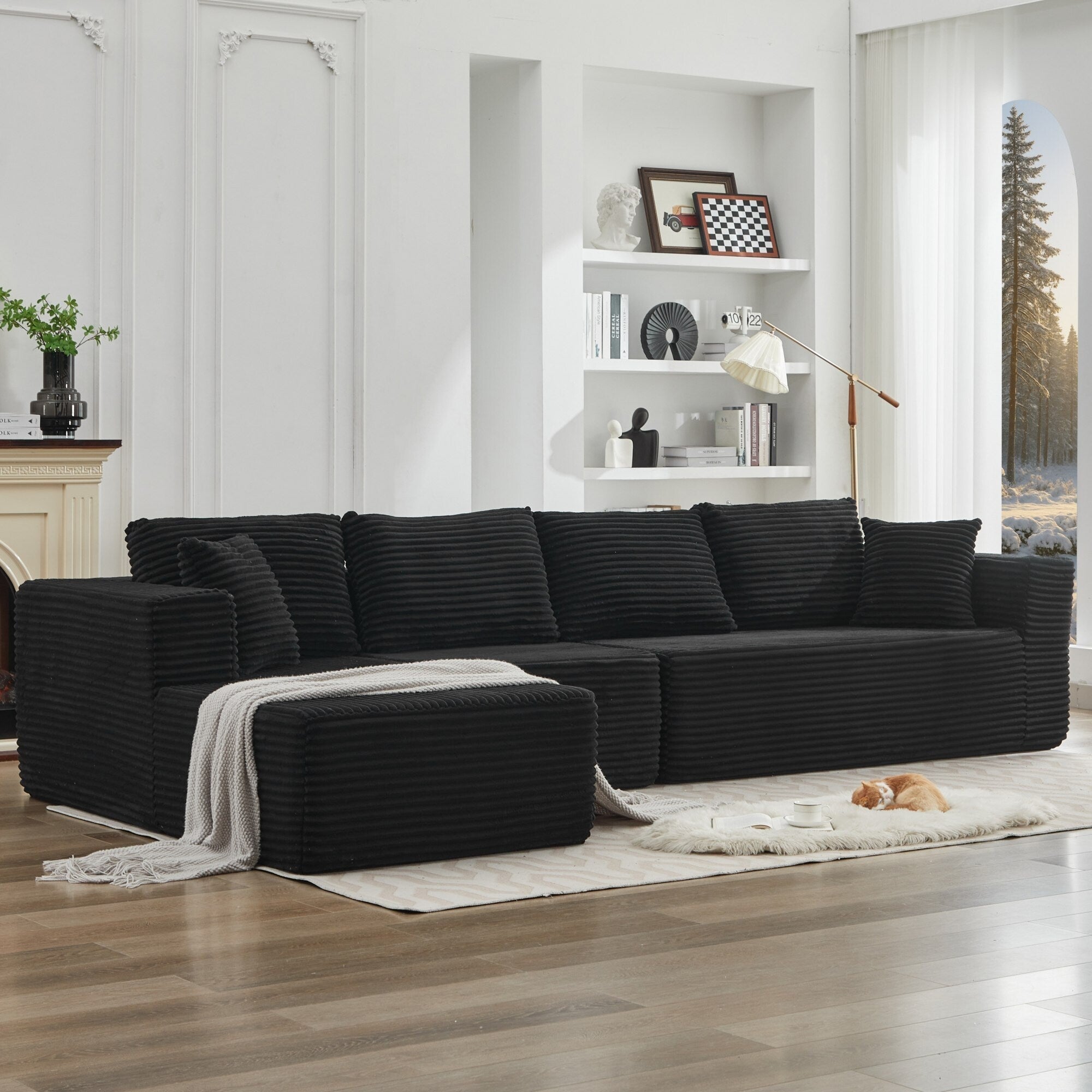 Canapé sectionnel Cloud 106 en forme de L avec méridienne orientée vers la gauche, canapé modulaire moderne à assise profonde pour salon, aucun assemblage requis