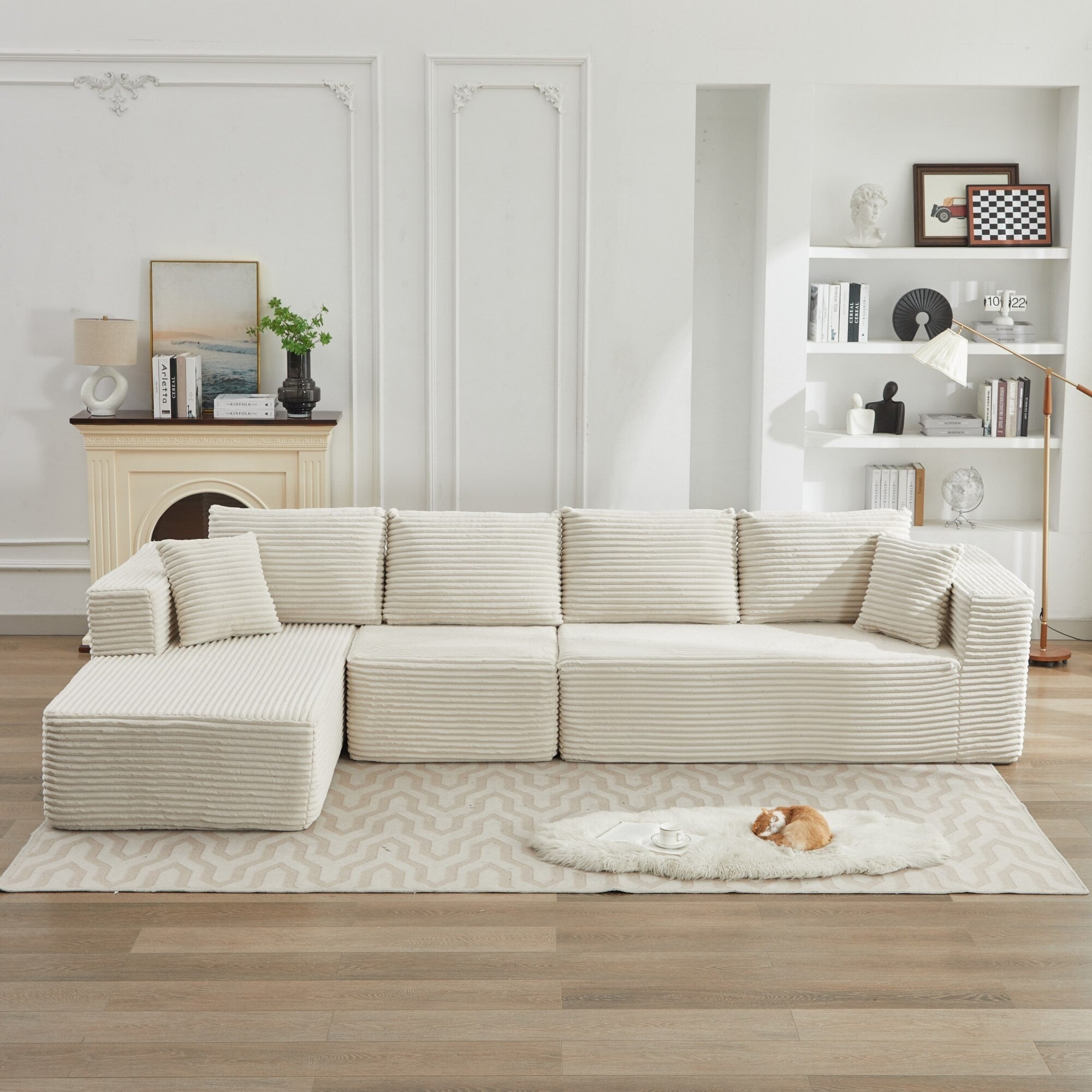 Canapé sectionnel Cloud 106 en forme de L avec méridienne orientée vers la gauche, canapé modulaire moderne à assise profonde pour salon, aucun assemblage requis