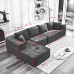 Canapé sectionnel Cloud 106 en forme de L avec méridienne orientée vers la gauche, canapé modulaire moderne à assise profonde pour salon, aucun assemblage requis