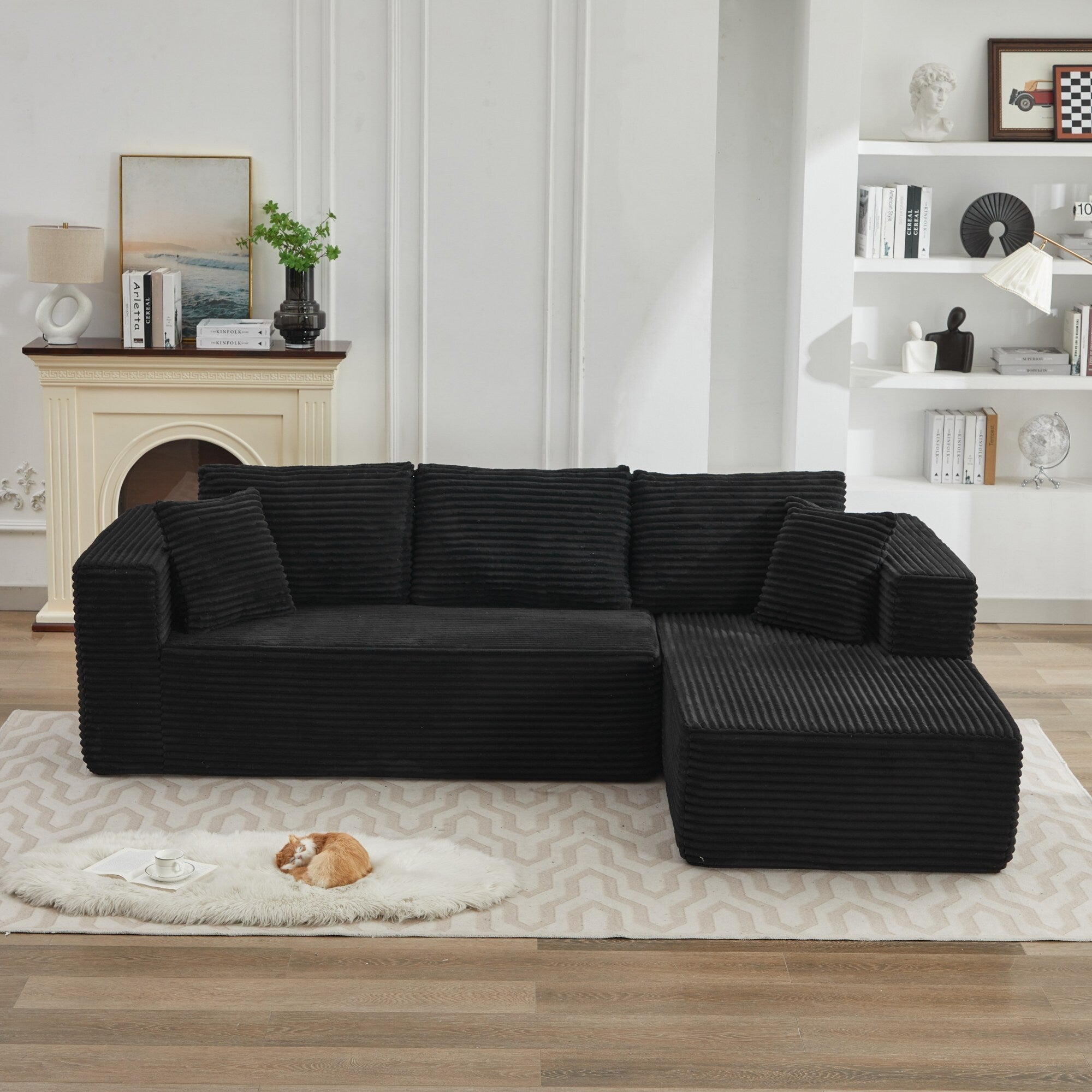 Canapé sectionnel Cloud 106 en forme de L avec méridienne orientée vers la droite, canapé modulaire moderne à assise profonde pour salon, aucun assemblage requis