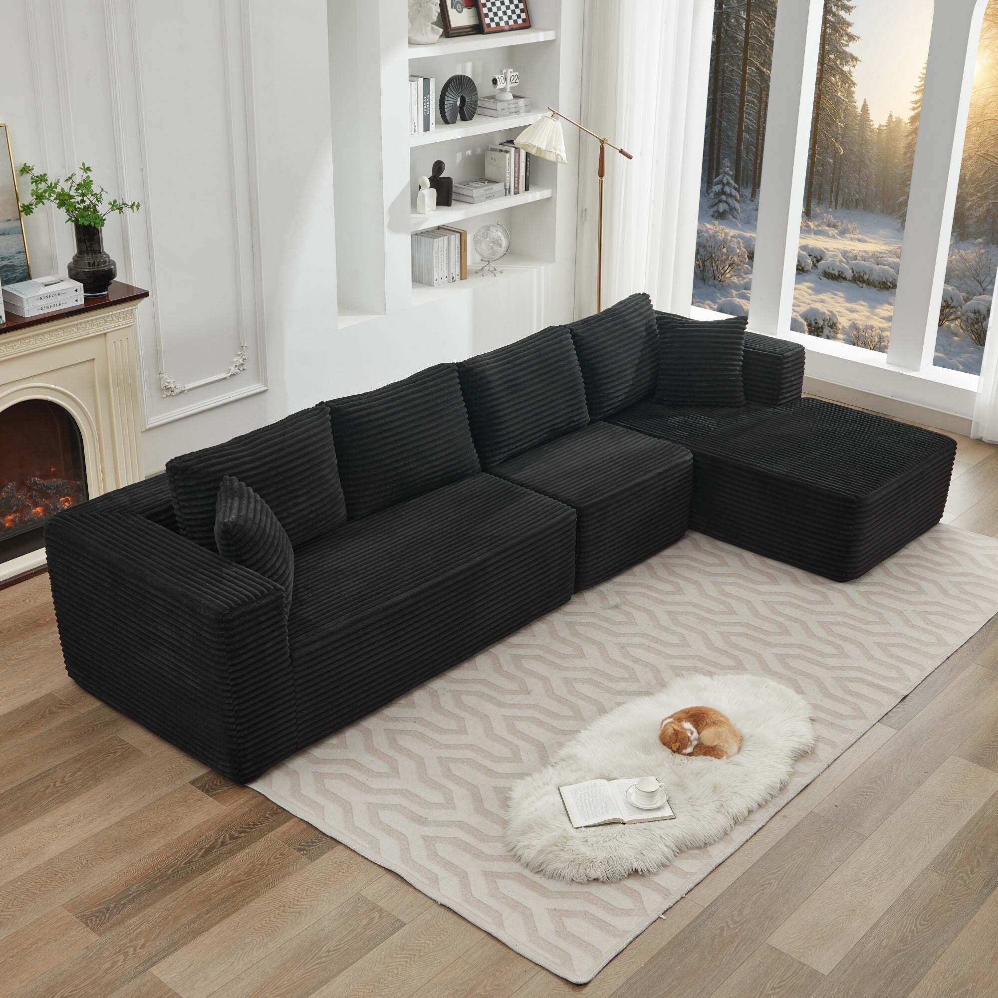 Canapé sectionnel Cloud 106 en forme de L avec méridienne orientée vers la droite, canapé modulaire moderne à assise profonde pour salon, aucun assemblage requis