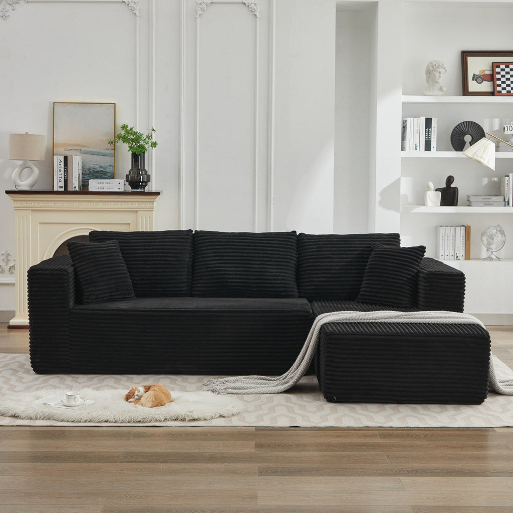 Canapé sectionnel Cloud 106 en forme de L avec méridienne orientée vers la droite, canapé modulaire moderne à assise profonde pour salon, aucun assemblage requis