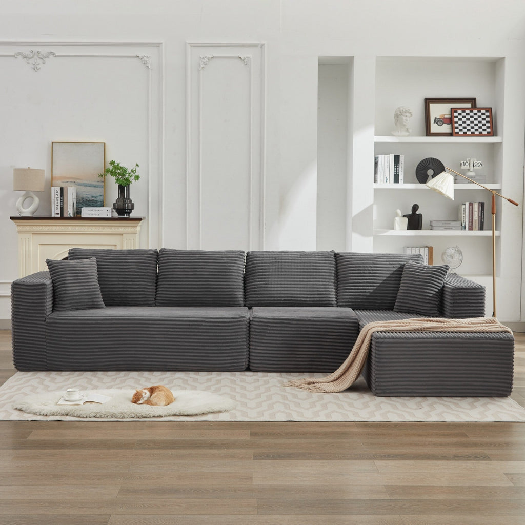 Canapé sectionnel Cloud 106 en forme de L avec méridienne orientée vers la droite, canapé modulaire moderne à assise profonde pour salon, aucun assemblage requis
