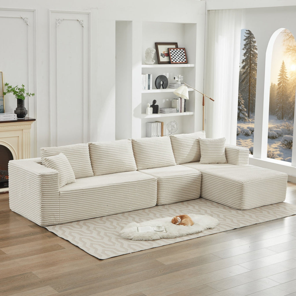 Canapé sectionnel Cloud 106 en forme de L avec méridienne orientée vers la droite, canapé modulaire moderne à assise profonde pour salon, aucun assemblage requis