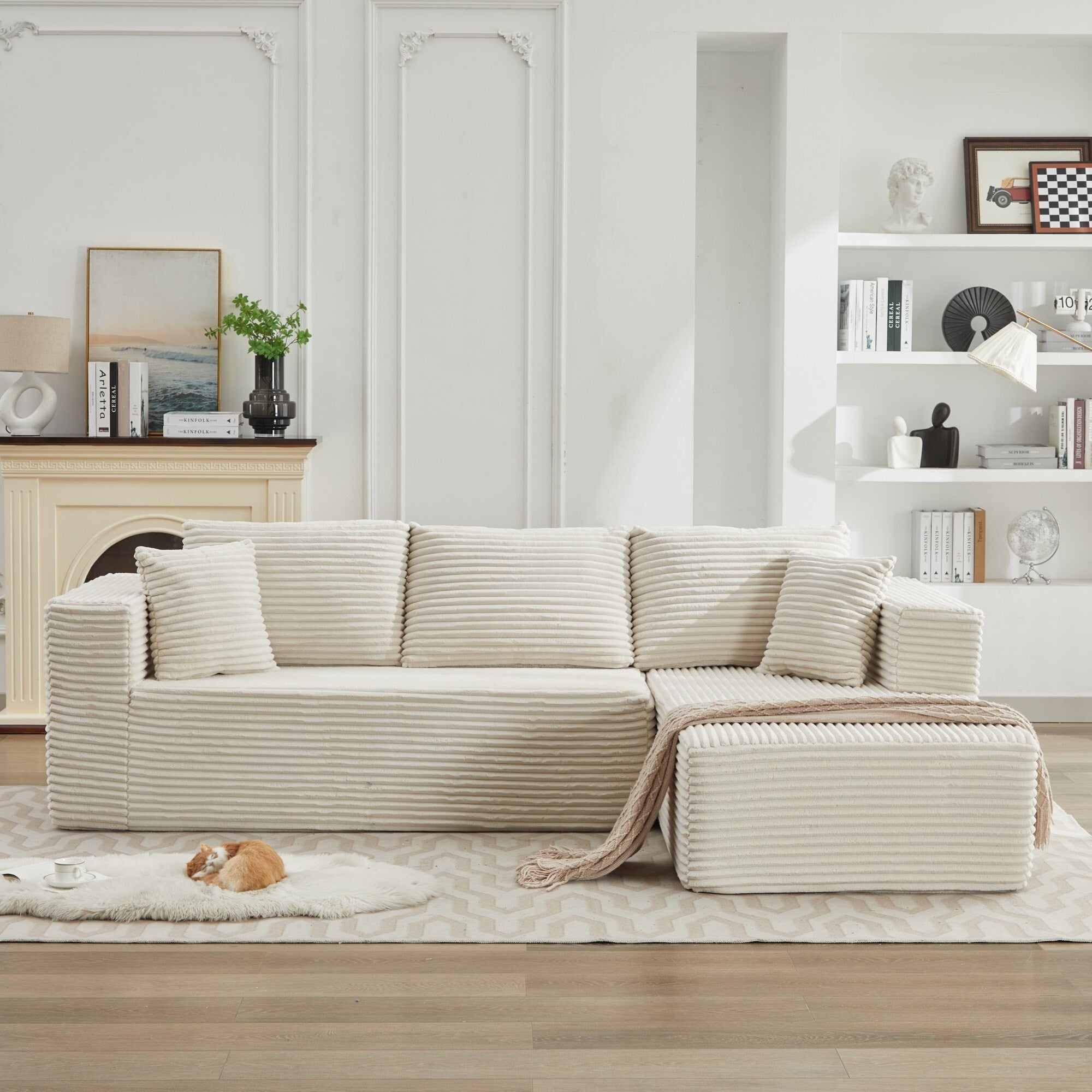 Canapé sectionnel Cloud 106 en forme de L avec méridienne orientée vers la droite, canapé modulaire moderne à assise profonde pour salon, aucun assemblage requis