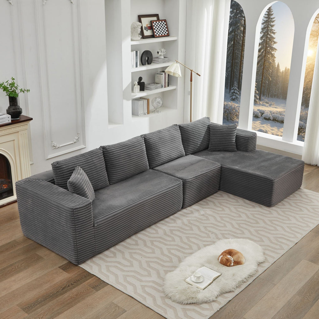 Canapé sectionnel Cloud 106 en forme de L avec méridienne orientée vers la droite, canapé modulaire moderne à assise profonde pour salon, aucun assemblage requis