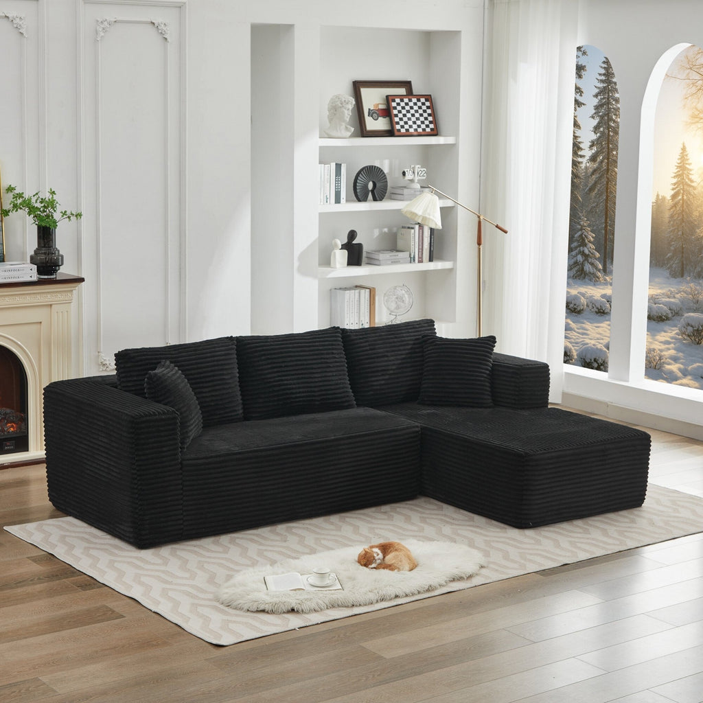 Canapé sectionnel Cloud 106 en forme de L avec méridienne orientée vers la droite, canapé modulaire moderne à assise profonde pour salon, aucun assemblage requis