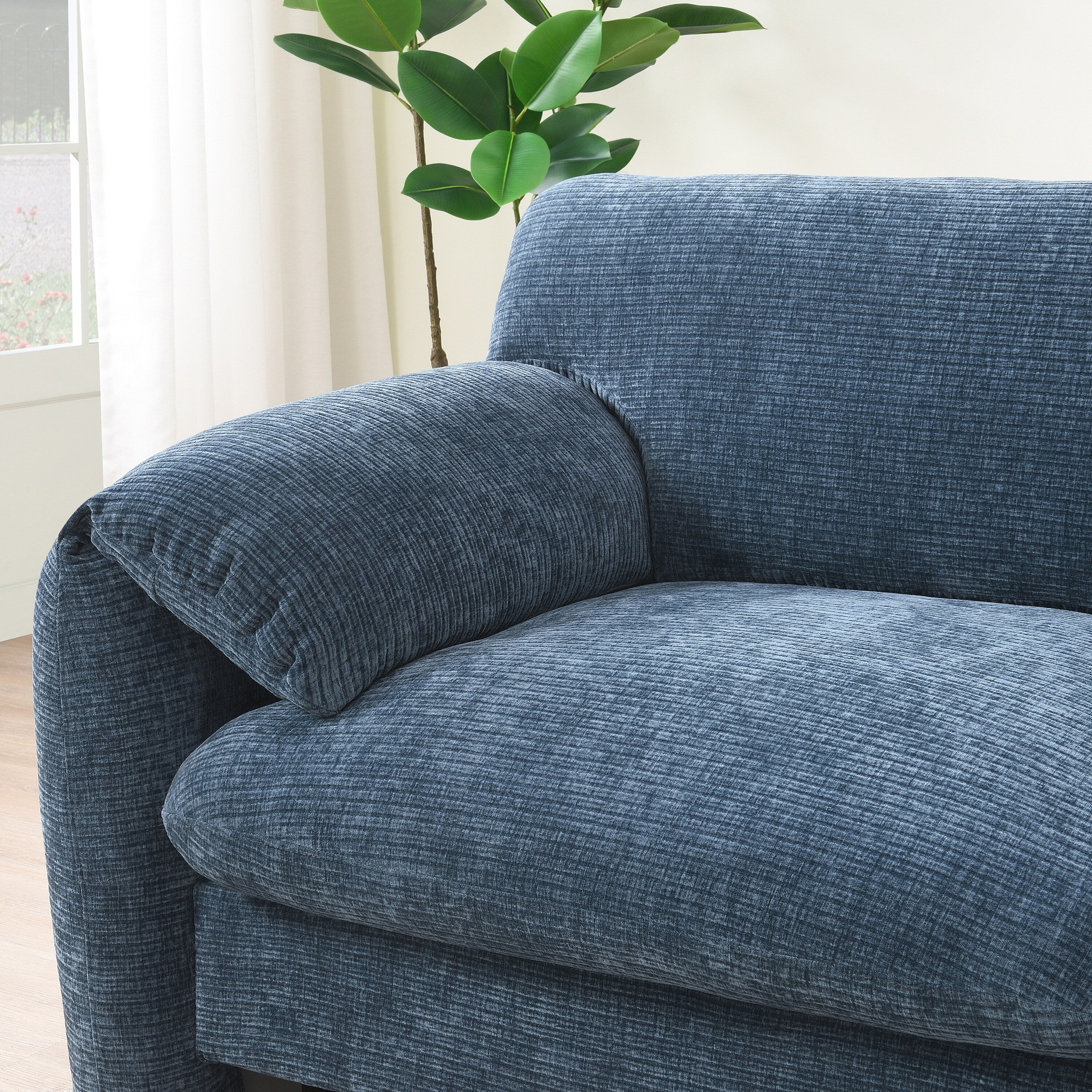 Canapé sectionnel modulaire en chenille de 108 pouces avec ports USB et Type-C, supports pour téléphone, poches de rangement latérales et pouf amovible