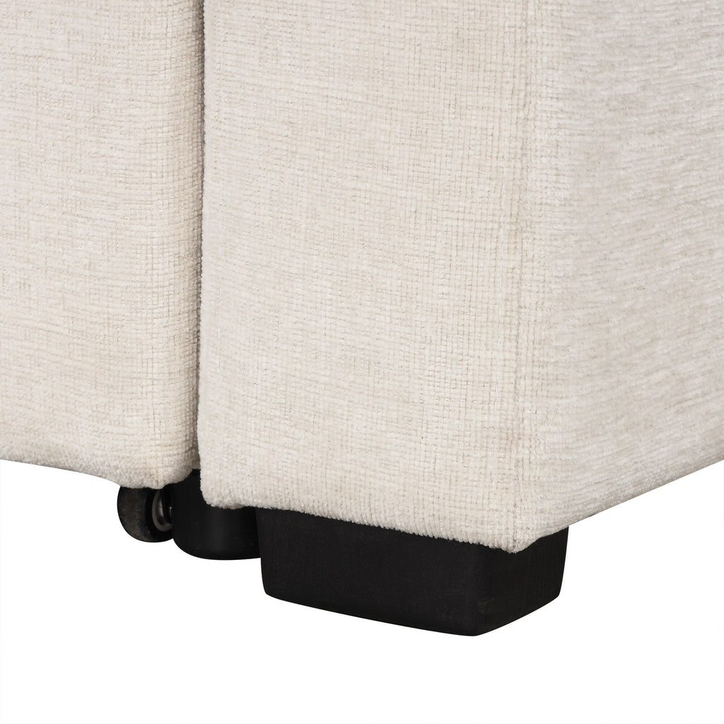 Canapé sectionnel modulaire en U de 108 pouces avec canapé-lit gigogne, ports USB et deux porte-gobelets pour le salon