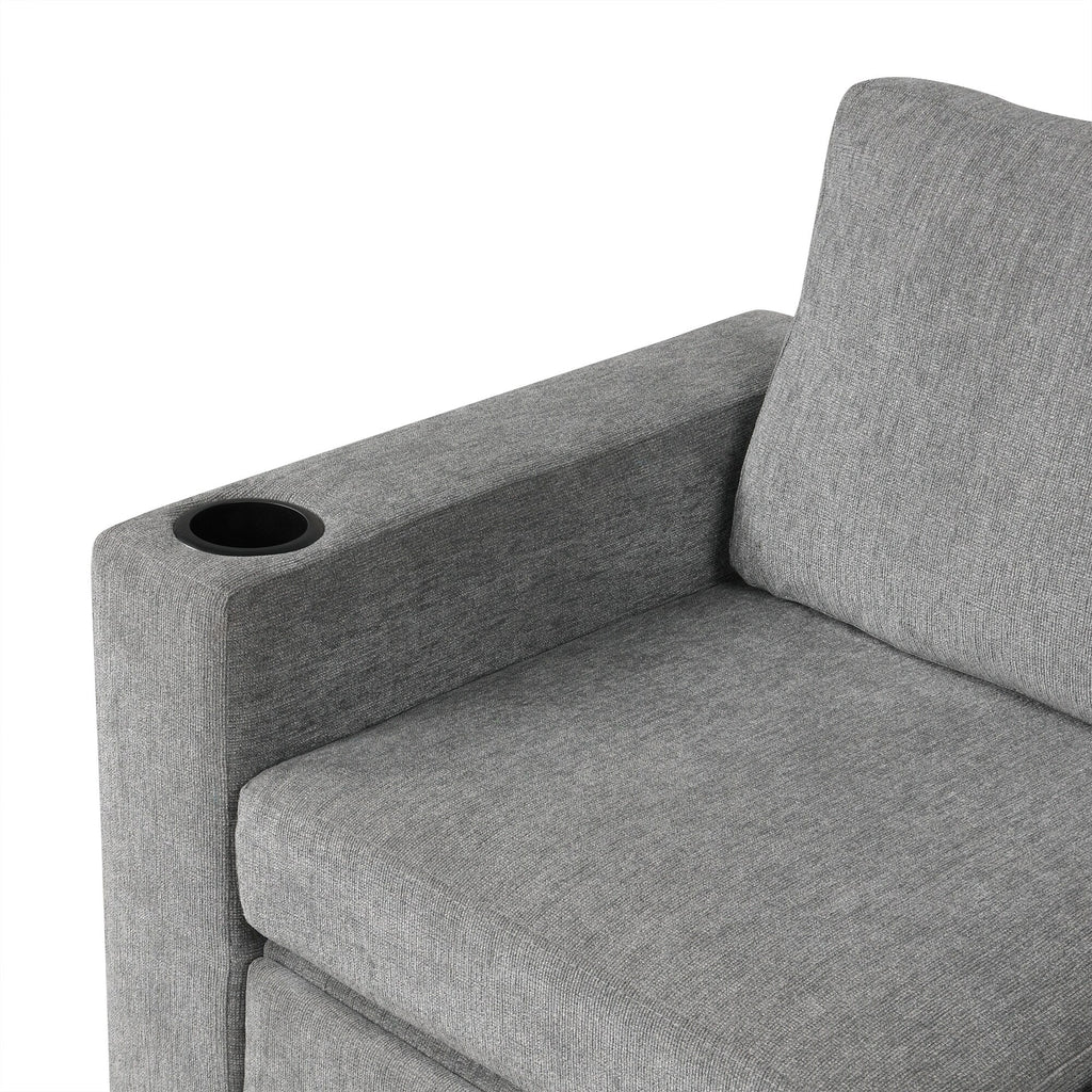 Canapé sectionnel modulaire en U de 108 pouces avec canapé-lit gigogne, ports USB et deux porte-gobelets pour le salon
