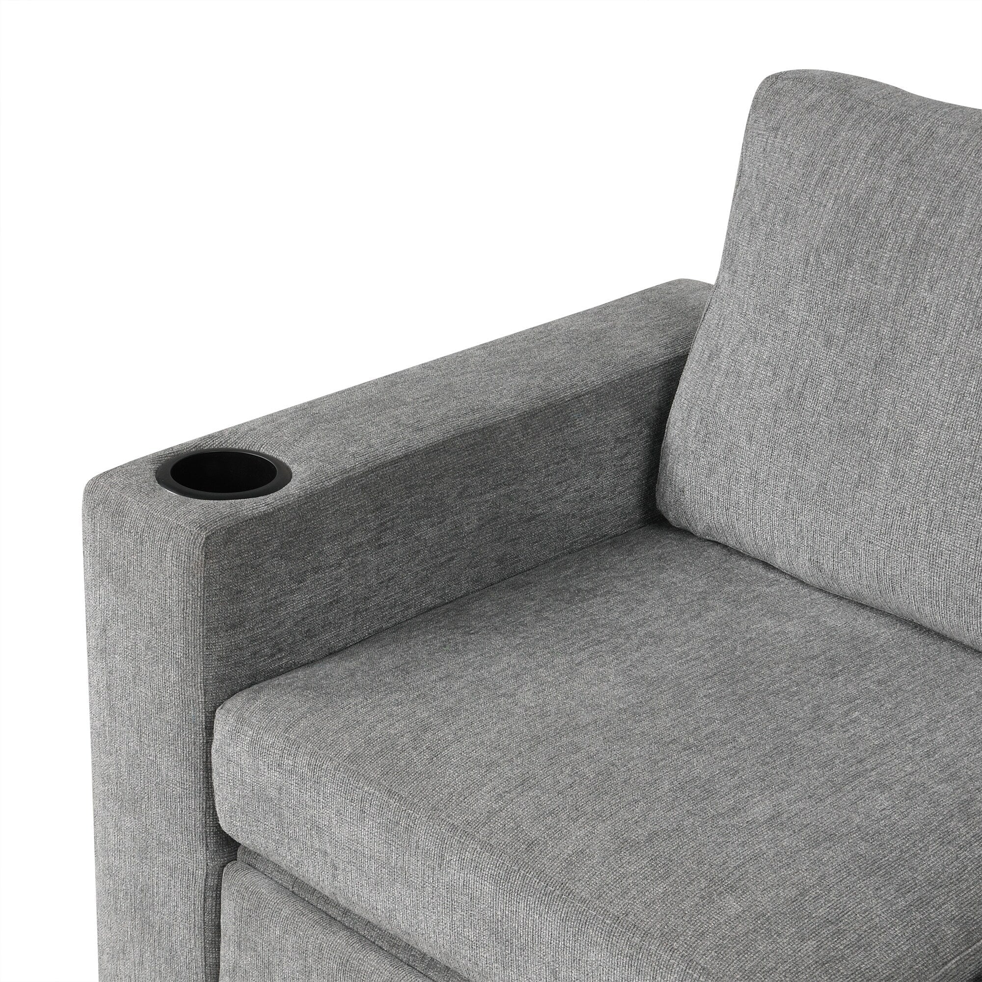Canapé sectionnel modulaire en U de 108 pouces avec canapé-lit gigogne, ports USB et deux porte-gobelets pour le salon