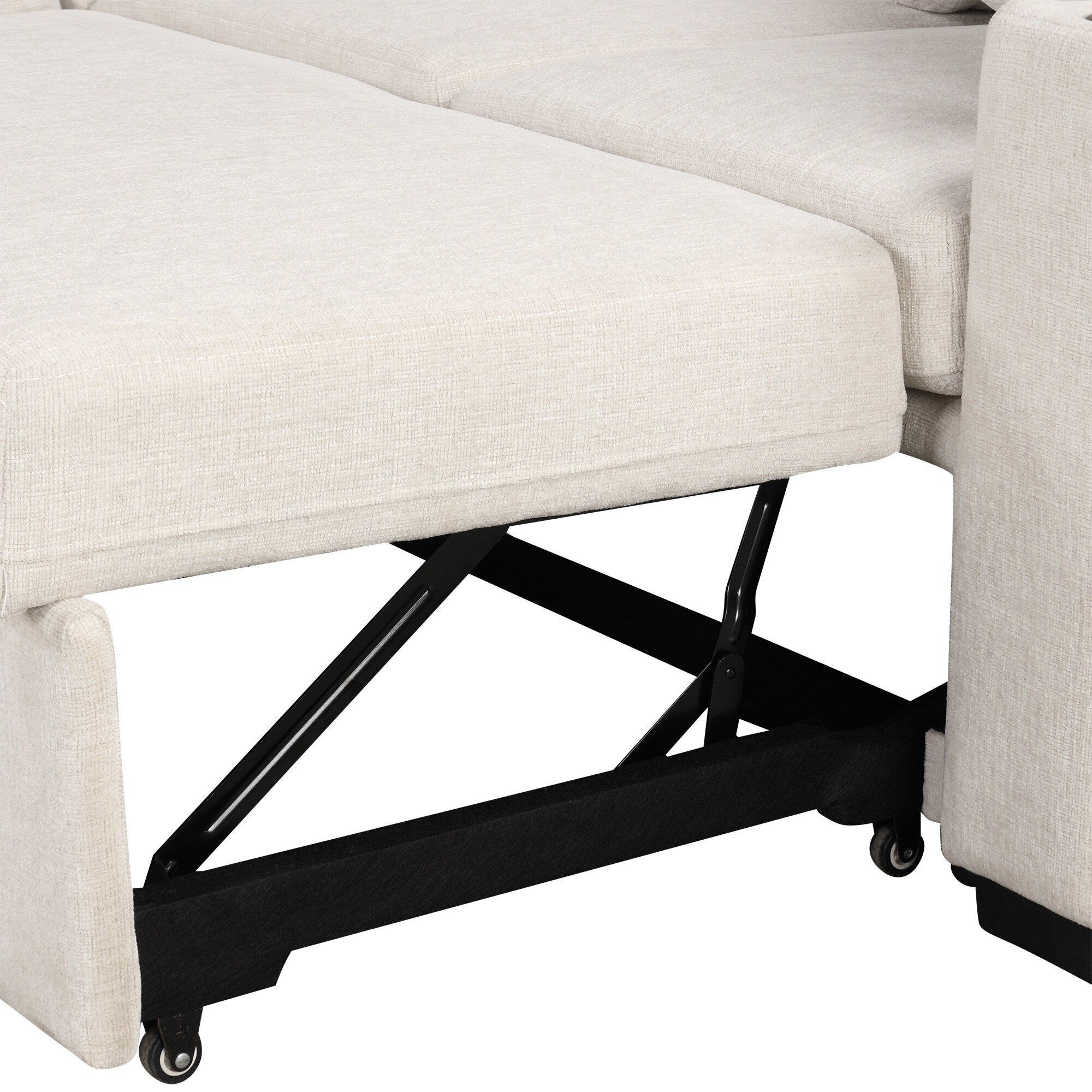 Canapé sectionnel modulaire en U de 108 pouces avec canapé-lit gigogne, ports USB et deux porte-gobelets pour le salon