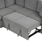 Canapé sectionnel modulaire en U de 108 pouces avec canapé-lit gigogne, ports USB et deux porte-gobelets pour le salon