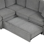 Canapé sectionnel modulaire en U de 108 pouces avec canapé-lit gigogne, ports USB et deux porte-gobelets pour le salon