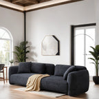 Canapé 3 places en velours style Mid-Century avec 4 coussins
