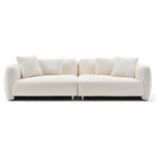 Canapé 3 places en velours style Mid-Century avec 4 coussins