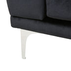 Canapé 4 places en velours 111 avec coussins moelleux et pieds en métal argenté pour le salon