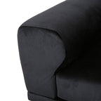 Canapé 4 places en velours 111 avec coussins moelleux et pieds en métal argenté pour le salon