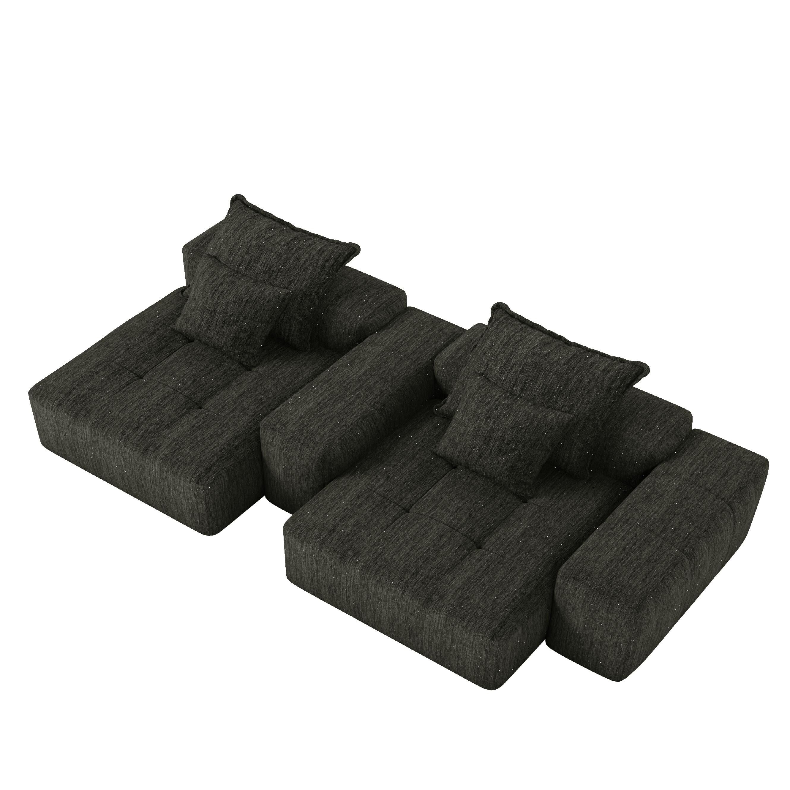 Canapé modulaire 4 places en chenille, capitonné et scintillant, base antidérapante, 113,39 $