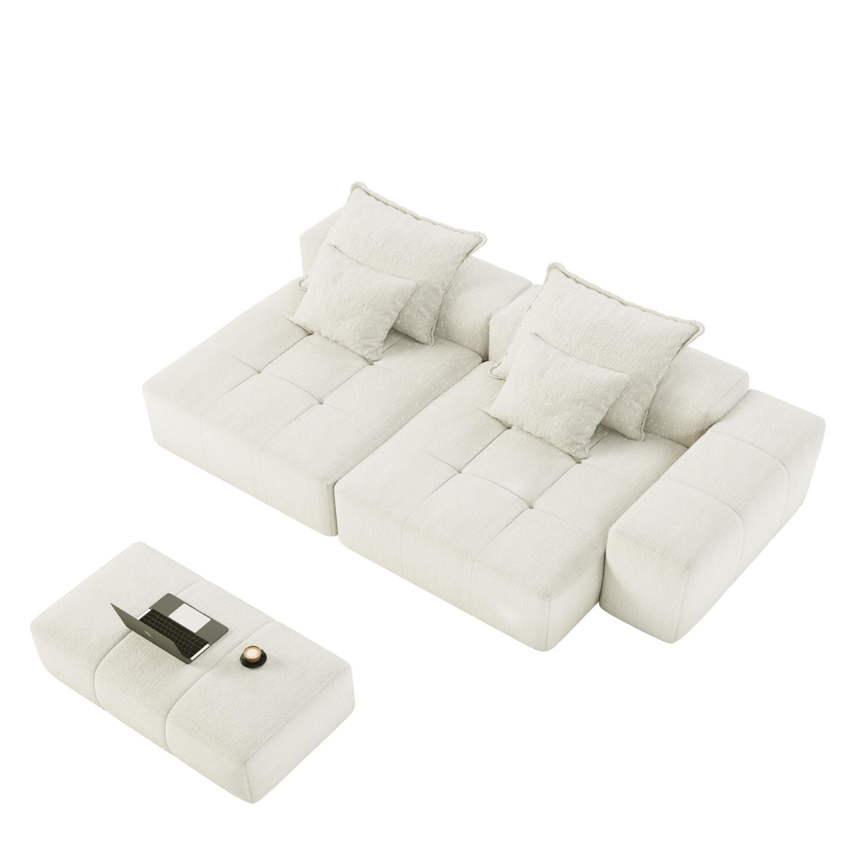 Canapé modulaire 4 places en chenille, capitonné et scintillant, base antidérapante, 113,39 $