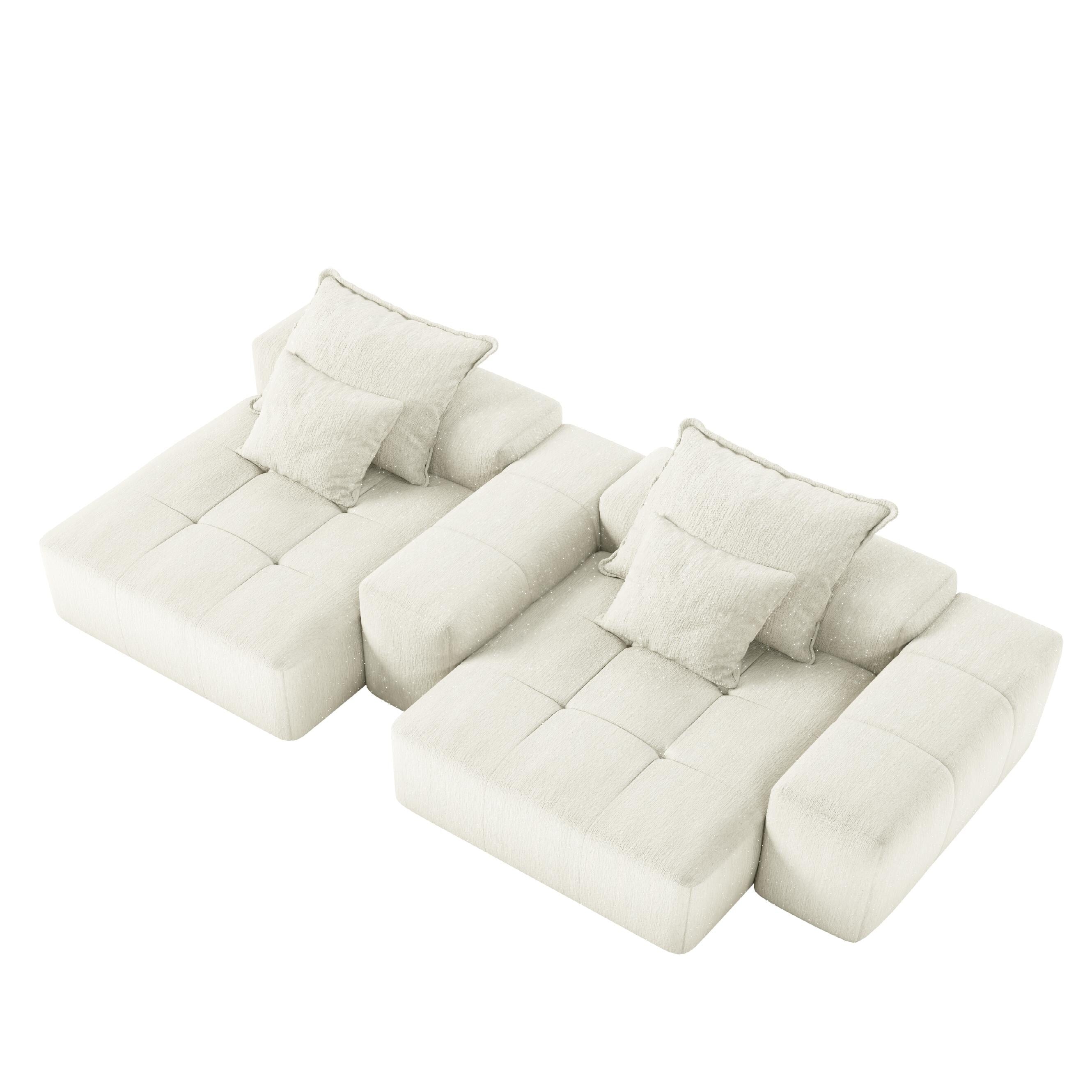 Canapé modulaire 4 places en chenille, capitonné et scintillant, base antidérapante, 113,39 $