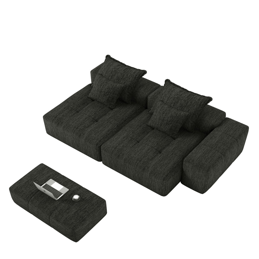 Canapé modulaire 4 places en chenille, capitonné et scintillant, base antidérapante, 113,39 $
