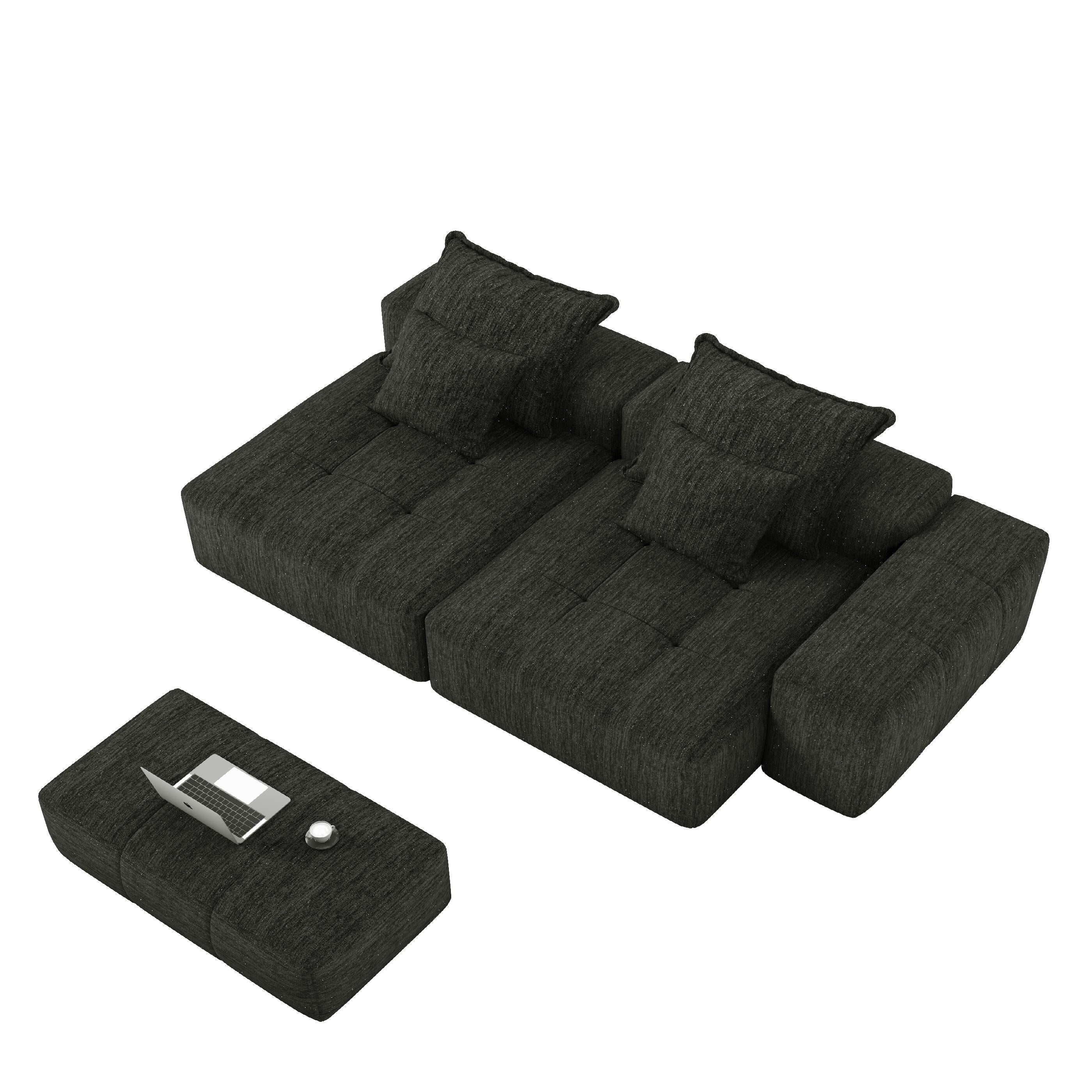 Canapé modulaire 4 places en chenille, capitonné et scintillant, base antidérapante, 113,39 $