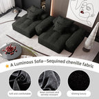 Canapé modulaire 4 places en chenille, capitonné et scintillant, base antidérapante, 113,39 $