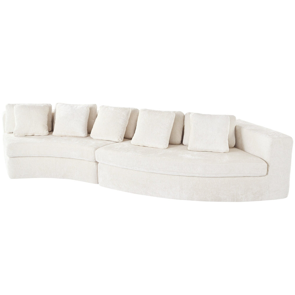 Canapé modulaire 115.7 Pure Foam, ensemble 2 pièces avec 5 coussins, 4 places, tissu chenille jacquard, design incurvé