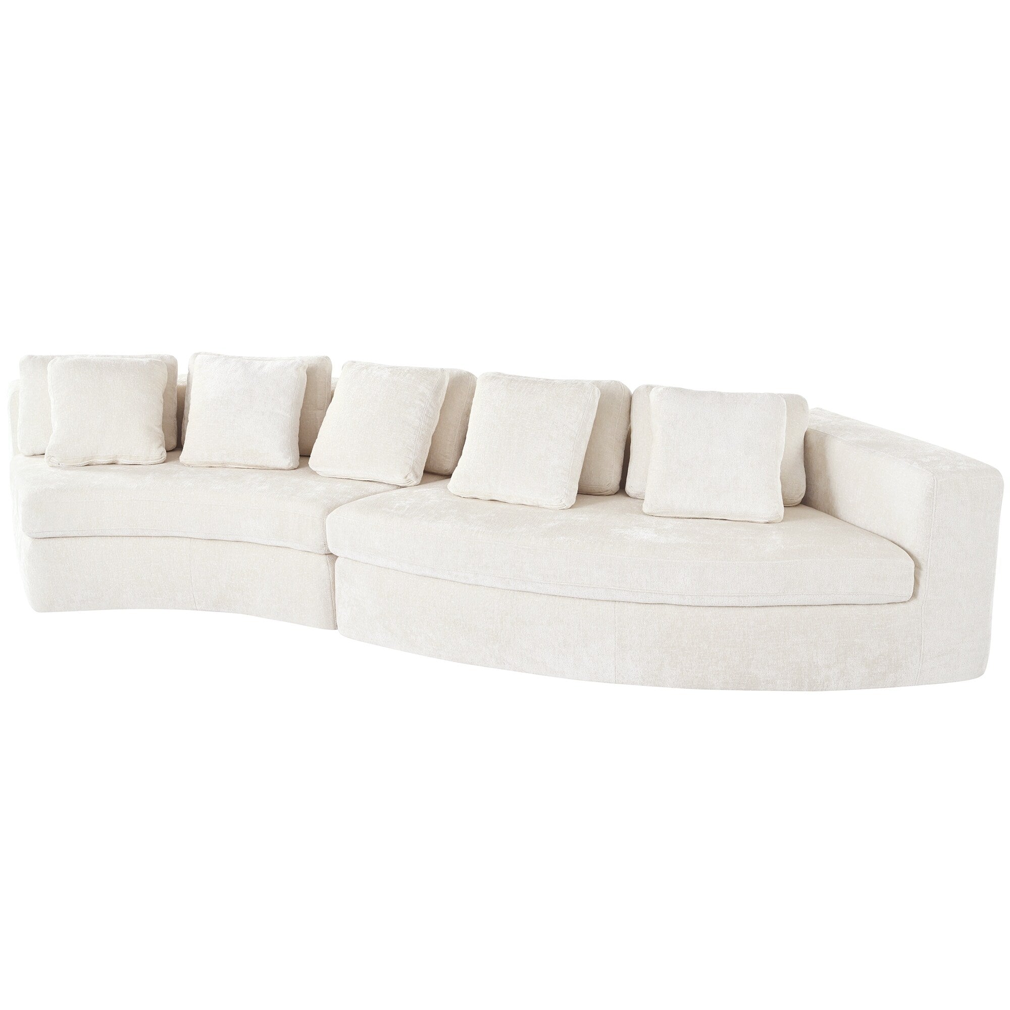 Canapé modulaire 115.7 Pure Foam, ensemble 2 pièces avec 5 coussins, 4 places, tissu chenille jacquard, design incurvé