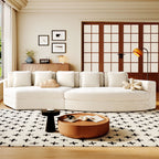 Canapé modulaire 115.7 Pure Foam, ensemble 2 pièces avec 5 coussins, 4 places, tissu chenille jacquard, design incurvé