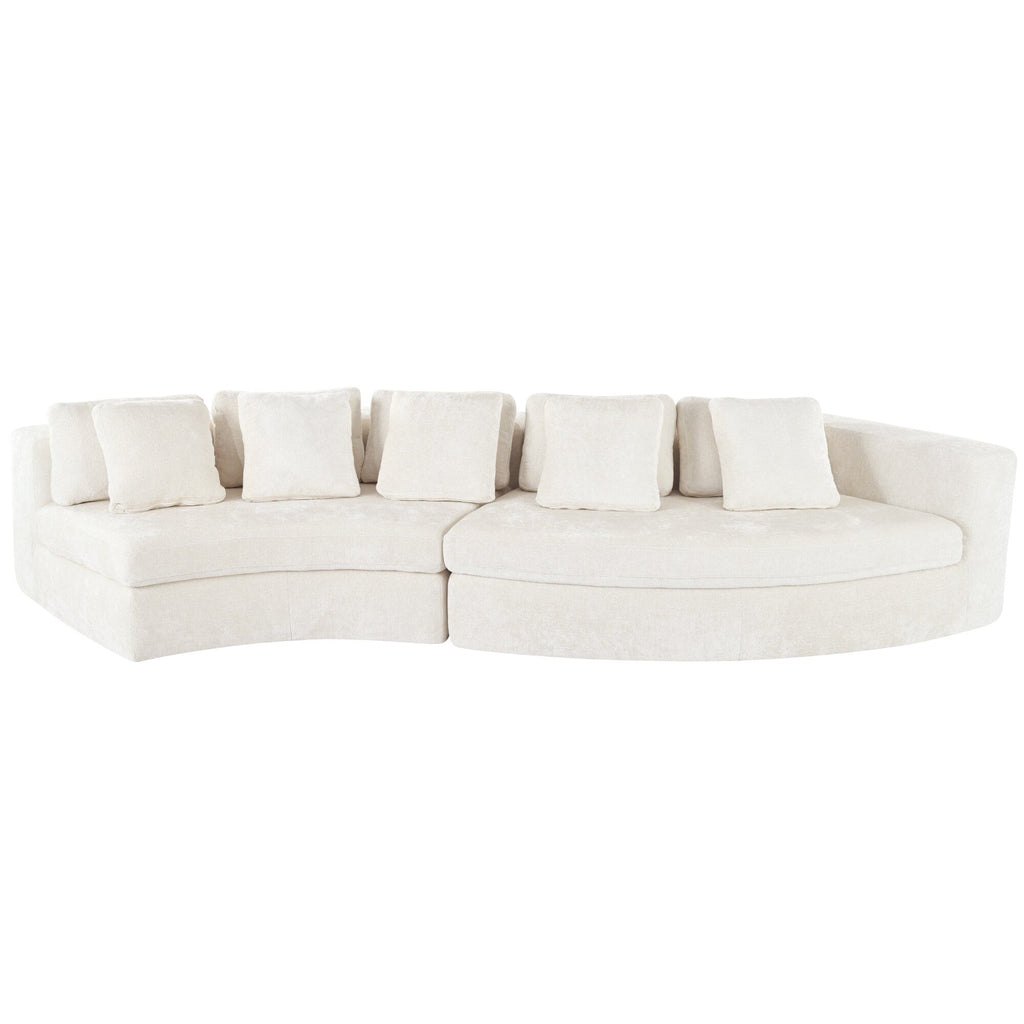 Canapé modulaire 115.7 Pure Foam, ensemble 2 pièces avec 5 coussins, 4 places, tissu chenille jacquard, design incurvé