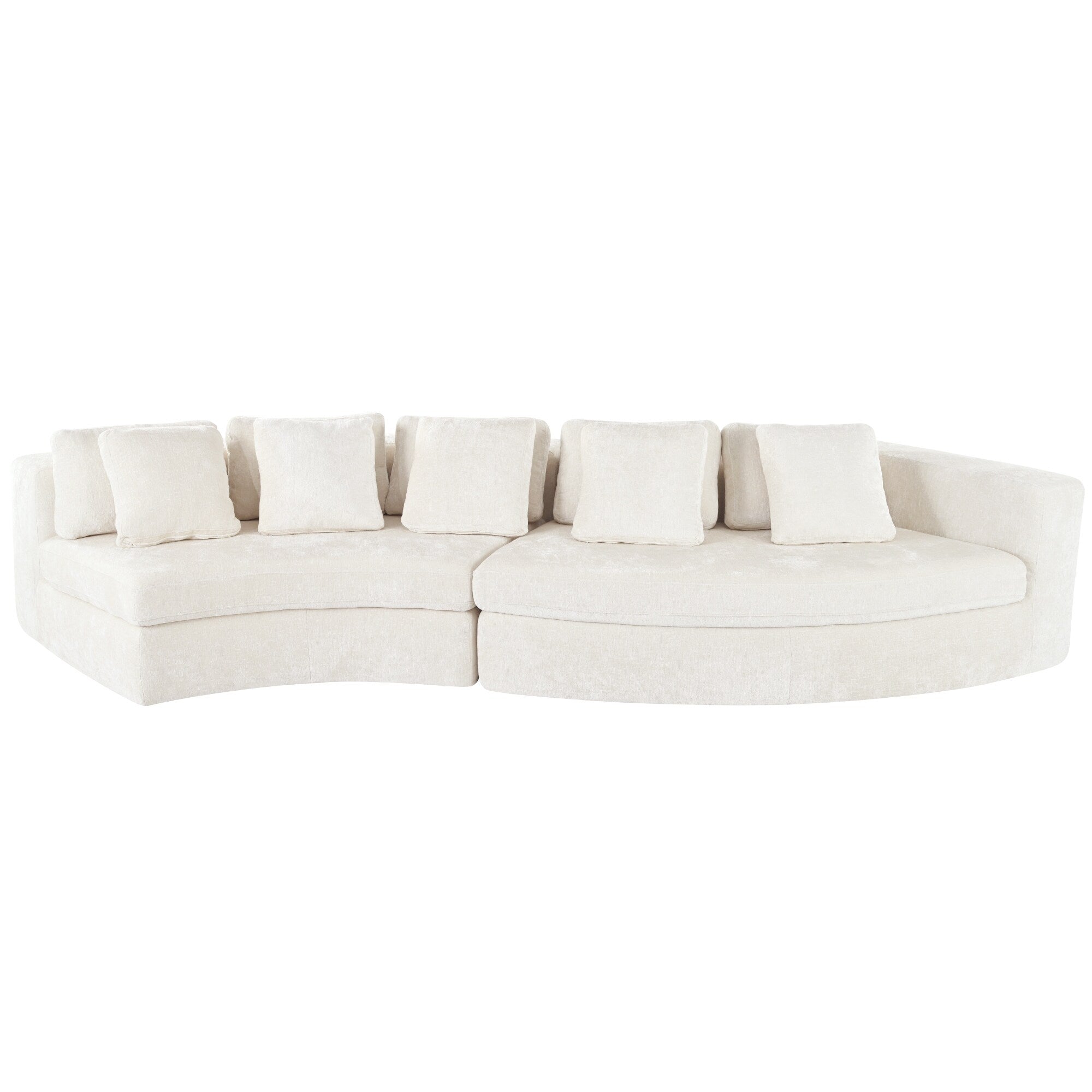 Canapé modulaire 115.7 Pure Foam, ensemble 2 pièces avec 5 coussins, 4 places, tissu chenille jacquard, design incurvé