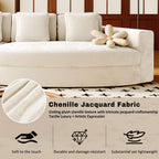 Canapé modulaire 115.7 Pure Foam, ensemble 2 pièces avec 5 coussins, 4 places, tissu chenille jacquard, design incurvé