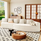 Canapé modulaire 115.7 Pure Foam, ensemble 2 pièces avec 5 coussins, 4 places, tissu chenille jacquard, design incurvé