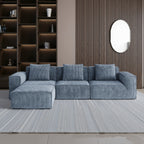 Canapé-lit modulaire convertible 3 places de 118 pouces avec repose-pieds en velours côtelé gris