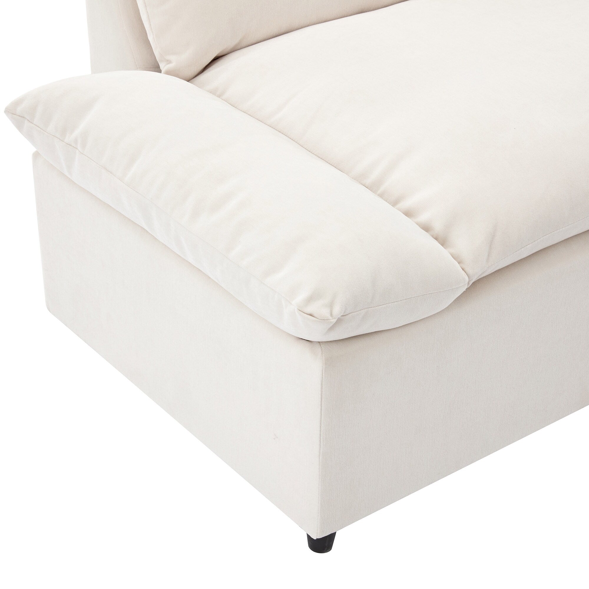 Grand canapé 3 places en polyester de 119,5 pouces avec 2 unités de rangement et pieds en bois d'hévéa pour le salon